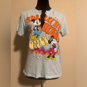 EUC Disney Mickey Mouse Blue & Orange Positive Vibes Only Graphic Tee size large